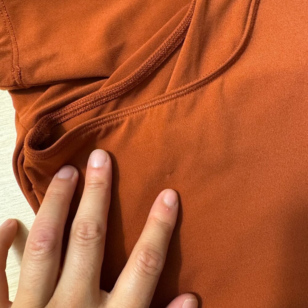 ☀️ ABERCROMBIE & FITCH Long Sleeve Ruched V Neck Bodysuit Rust Orange Brown - Picture 8 of 8
